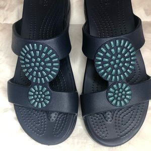 Women’s Navy Blue Croc Sandals